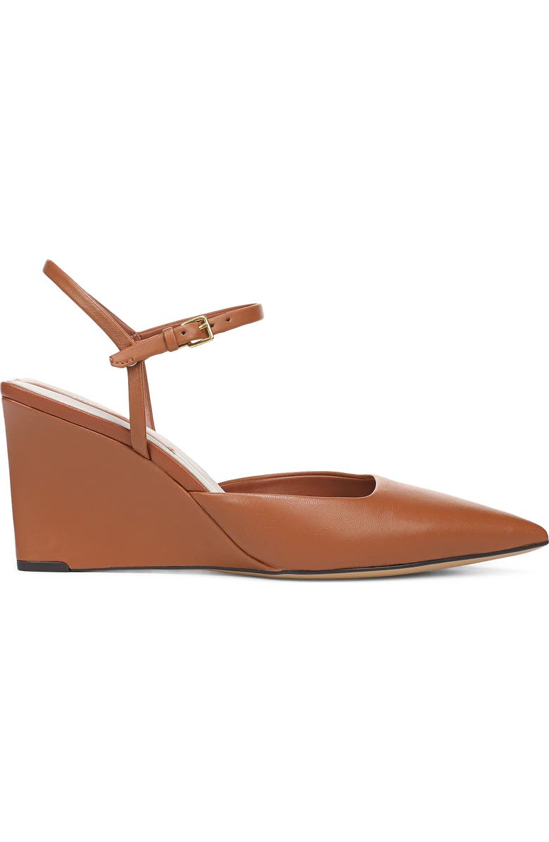 Franco Sarto Cherie Ankle Strap Pointed Cap Toe Wedge Pump, Alternate, color, Cognac