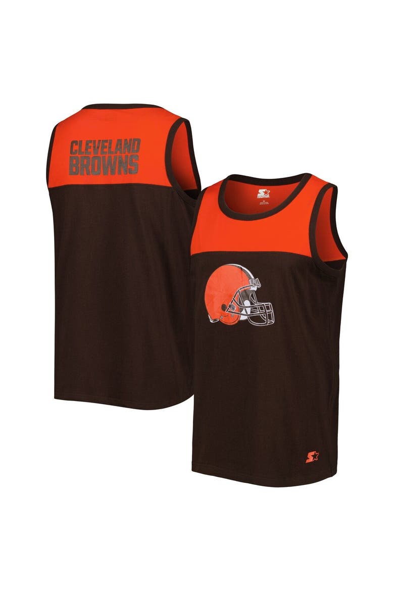 Men's Starter Brown/Orange Cleveland Browns Team Touchdown Fashion Tank Top, Alternate, color, Brown