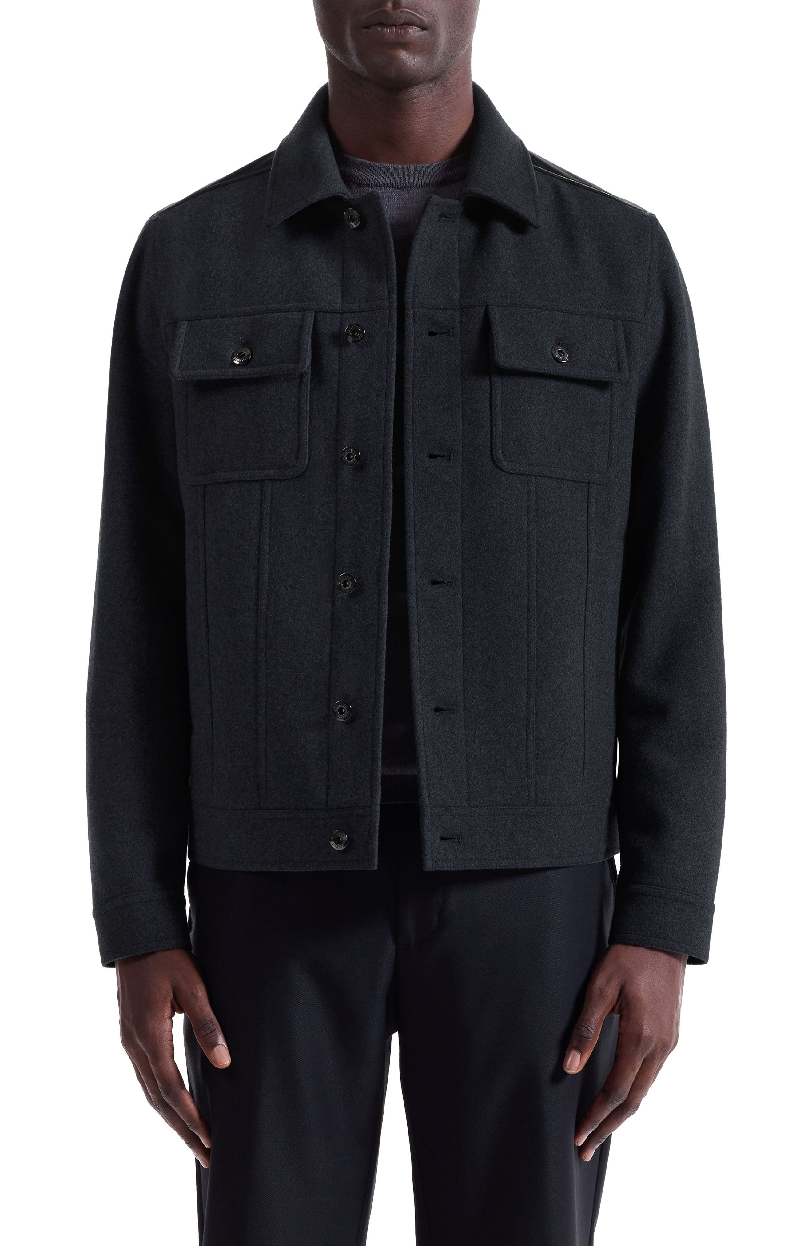 Hybrid Melton & Wool Trucker Jacket