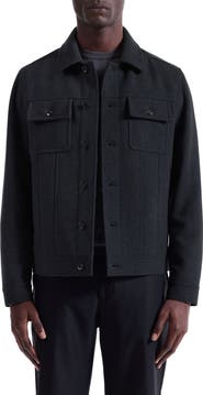 Bugatchi Hybrid Melton & Wool Trucker Jacket