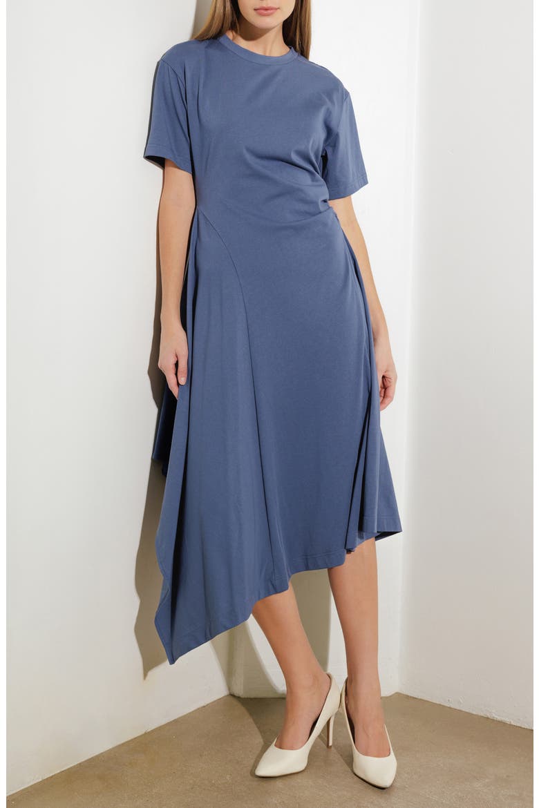 Cotton Blend Asymmetric Hem T-Shirt Dress, Alternate, color, SLATE BLUE