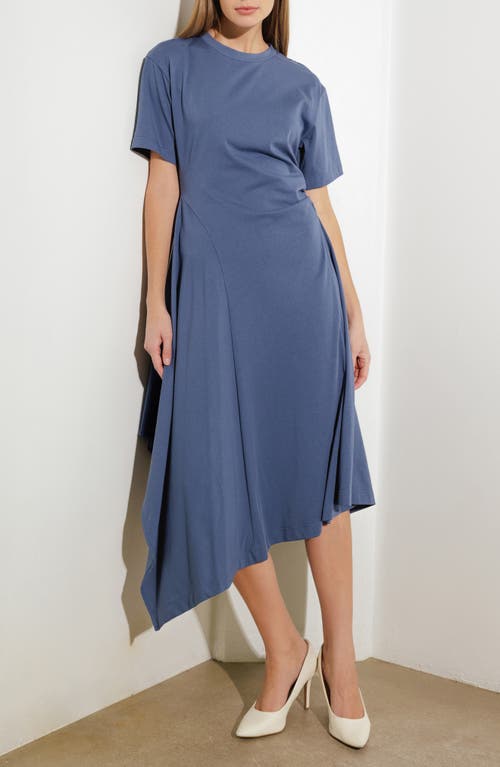 Freemarket Cotton Blend Asymmetric Hem T-shirt Dress In Slate Blue