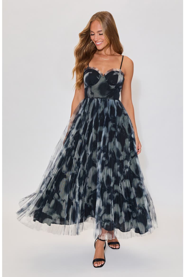 Dark Romance Pleated Maxi Dress, Alternate, color, BLACK FLORAL