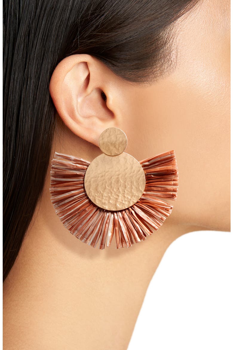 Fringe Fan Earrings, Alternate, color, TAN- GOLD