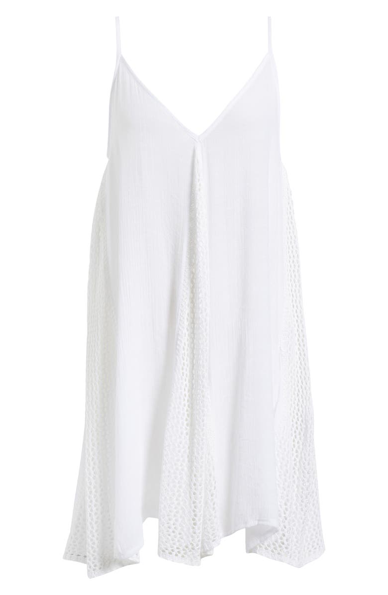 Elan Open Stitch Sleeveless Cover-Up Dress, Alternate, color, White