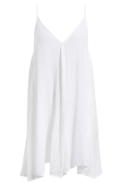 Elan Open Stitch Sleeveless Cover-up Dress In White