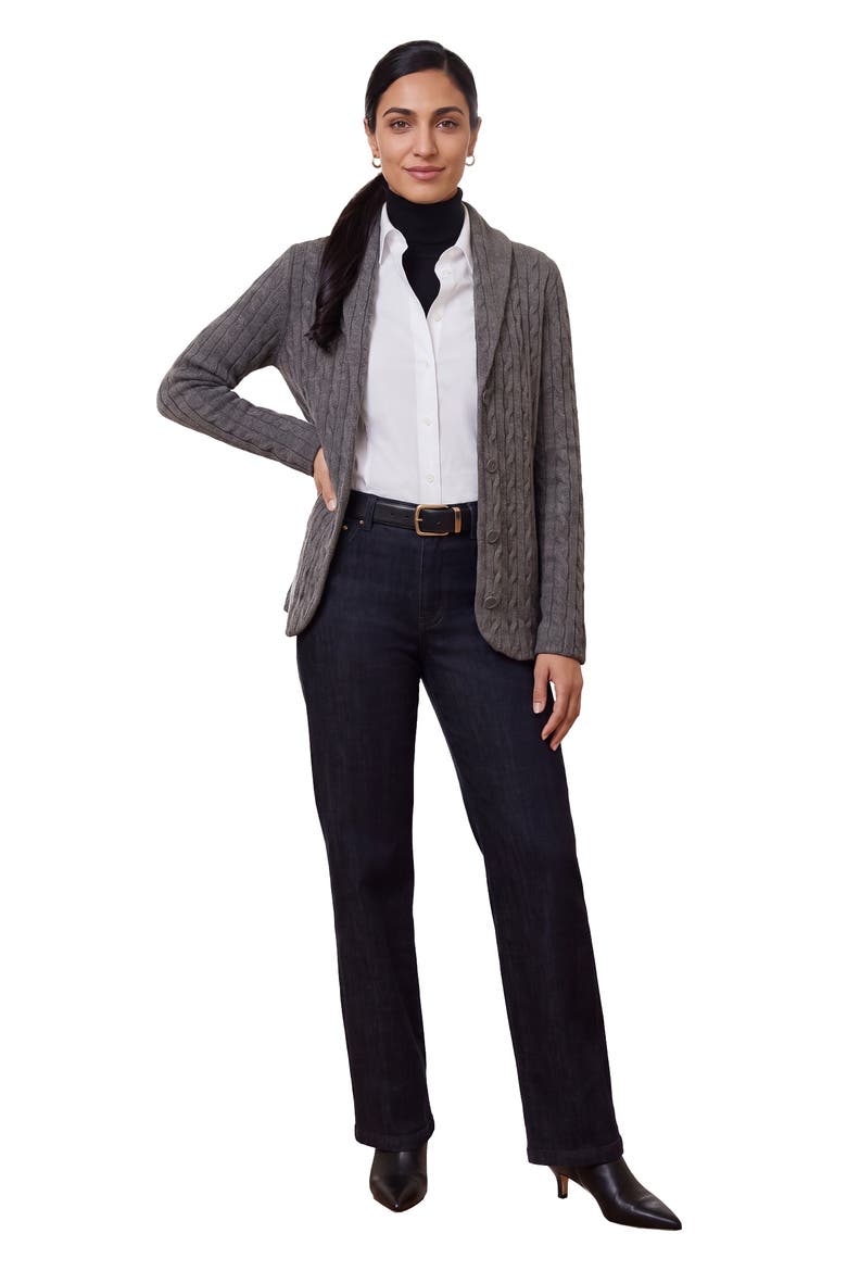 Cable Blazer Sweater, Main, color, MEDIUM HEATHER GREY