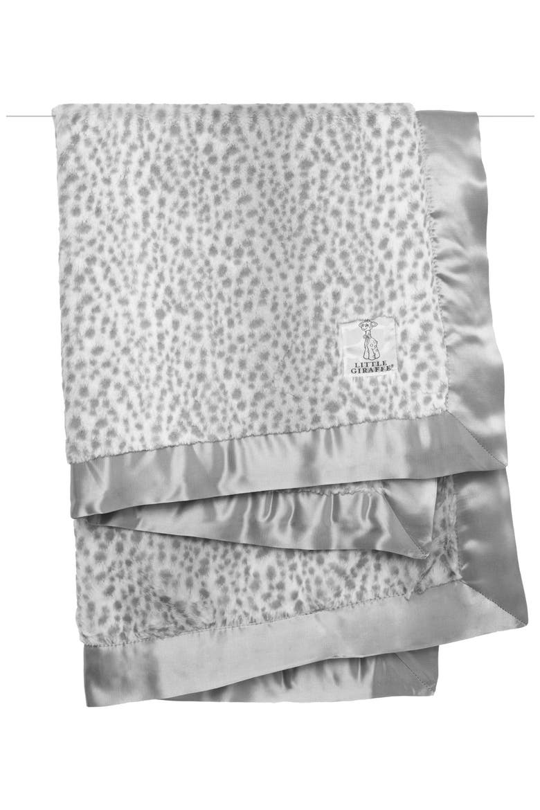 Snow Leopard Luxe Baby Blanket, Alternate, color, SILVER