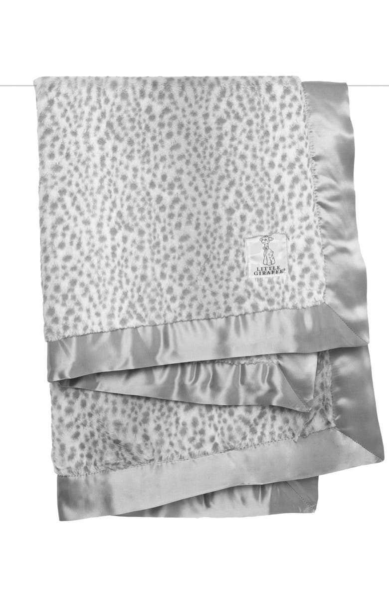 Little Giraffe Snow Leopard Luxe Baby Blanket, Alternate, color, Silver