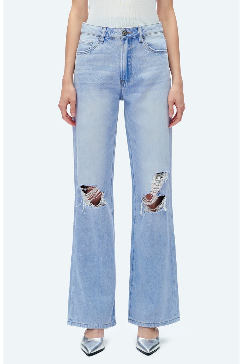 Ripped High Waist Wide Leg Jeans, Main, color, SKY BLUE