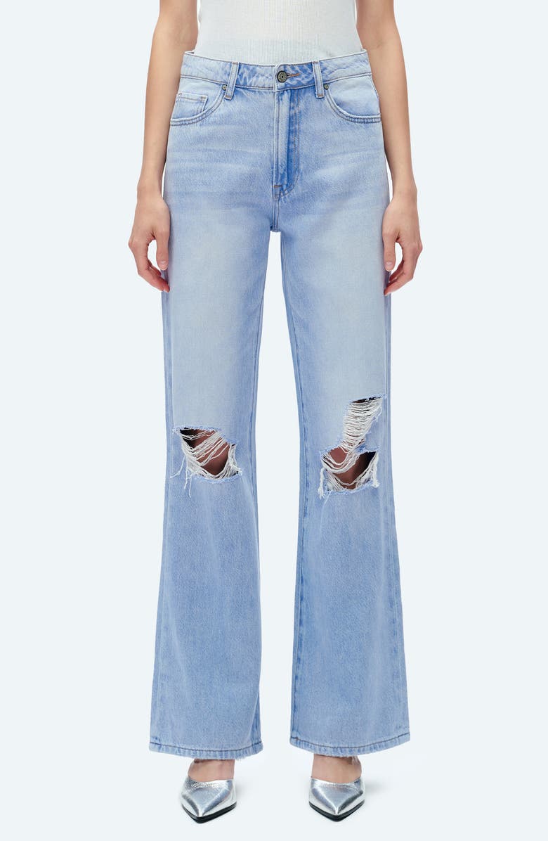 Bayeas Ripped High Waist Wide Leg Jeans, Main, color, Sky Blue