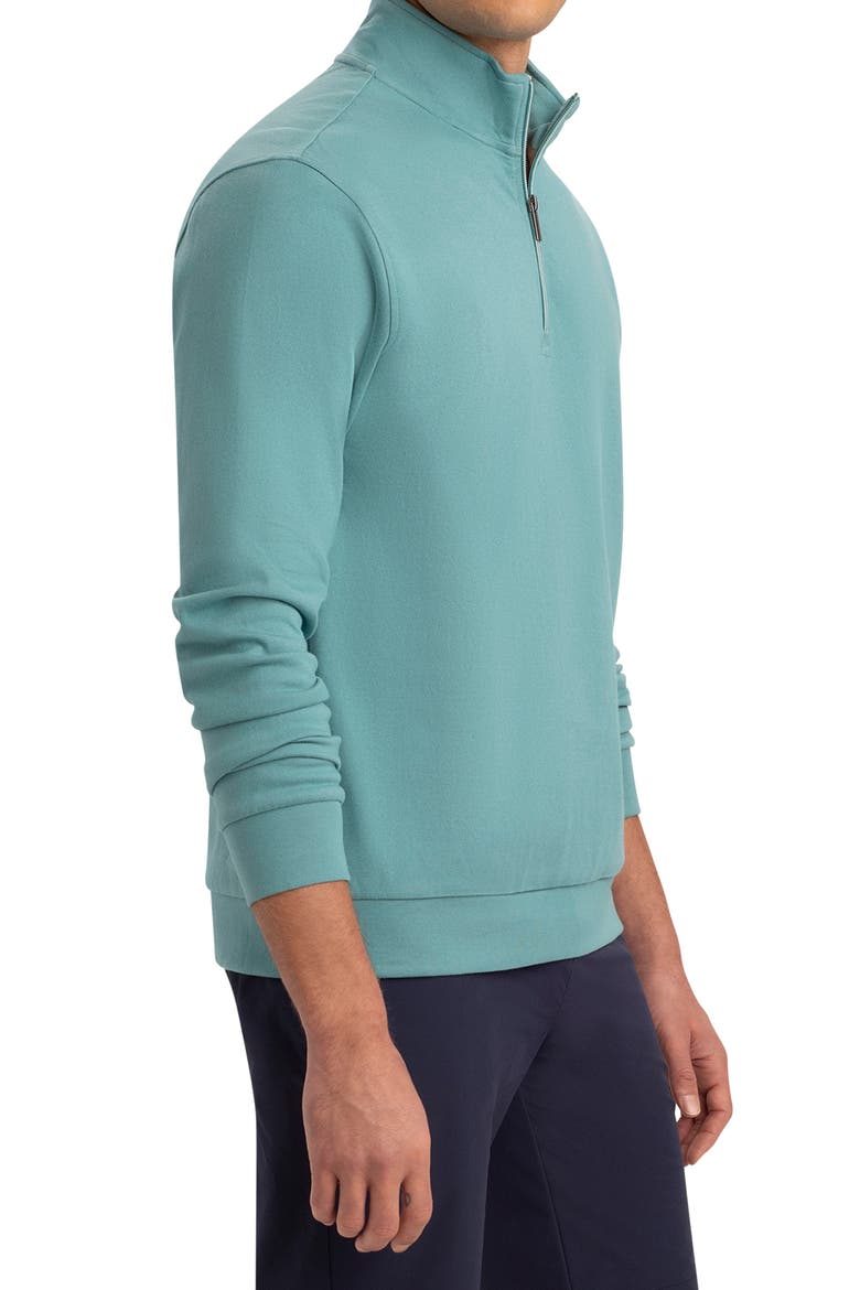 Cotton Blend Quarter Zip Pullover, Alternate, color, CELADON