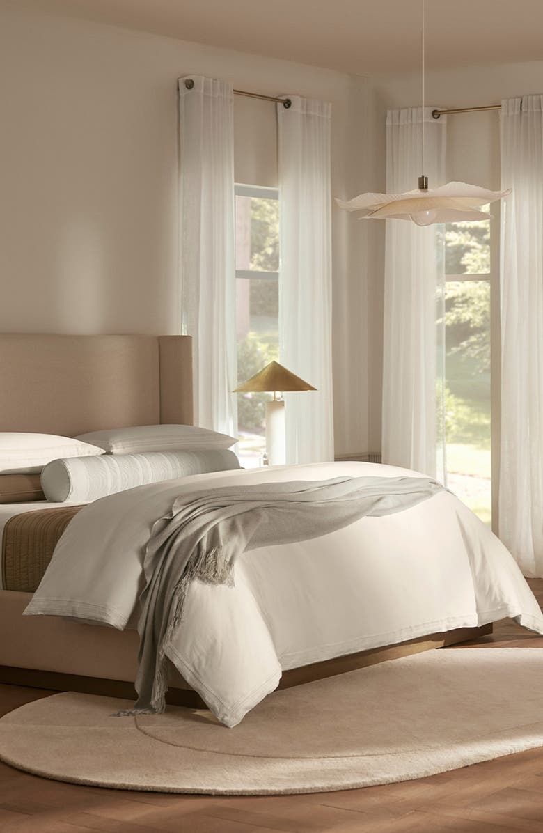 Boll & Branch Signature Ladder Stitch Duvet Cover & Shams Set, Alternate, color, White/ White