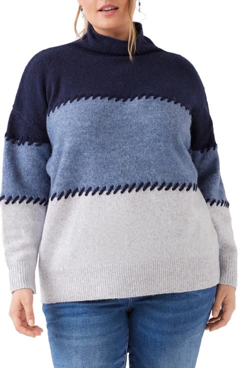 Contrast Stitch Mock Neck Sweater