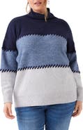 Karen Kane Contrast Stitch Mock Neck Sweater