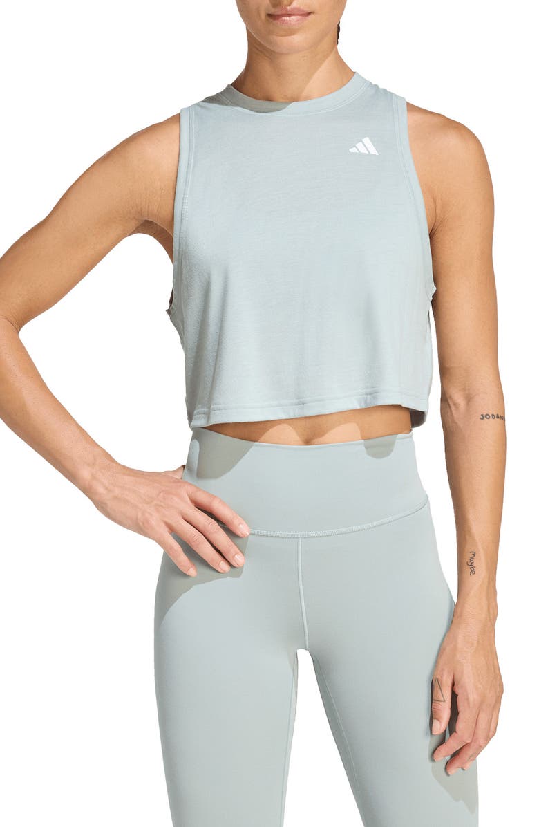 adidas CLIMACOOL Crop Tank Top, Main, color, Wonder Sage
