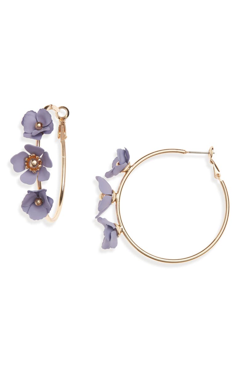 Stella + Ruby Flower Hoop Earrings, Main, color, 