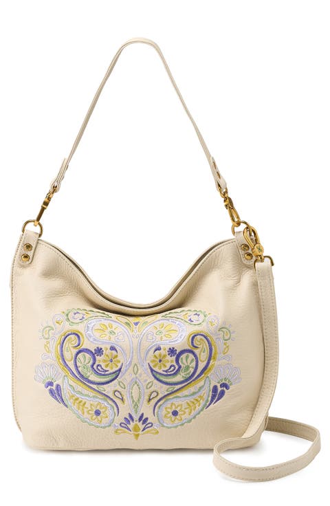 Pier Paisley Embroidery Leather Shoulder Bag
