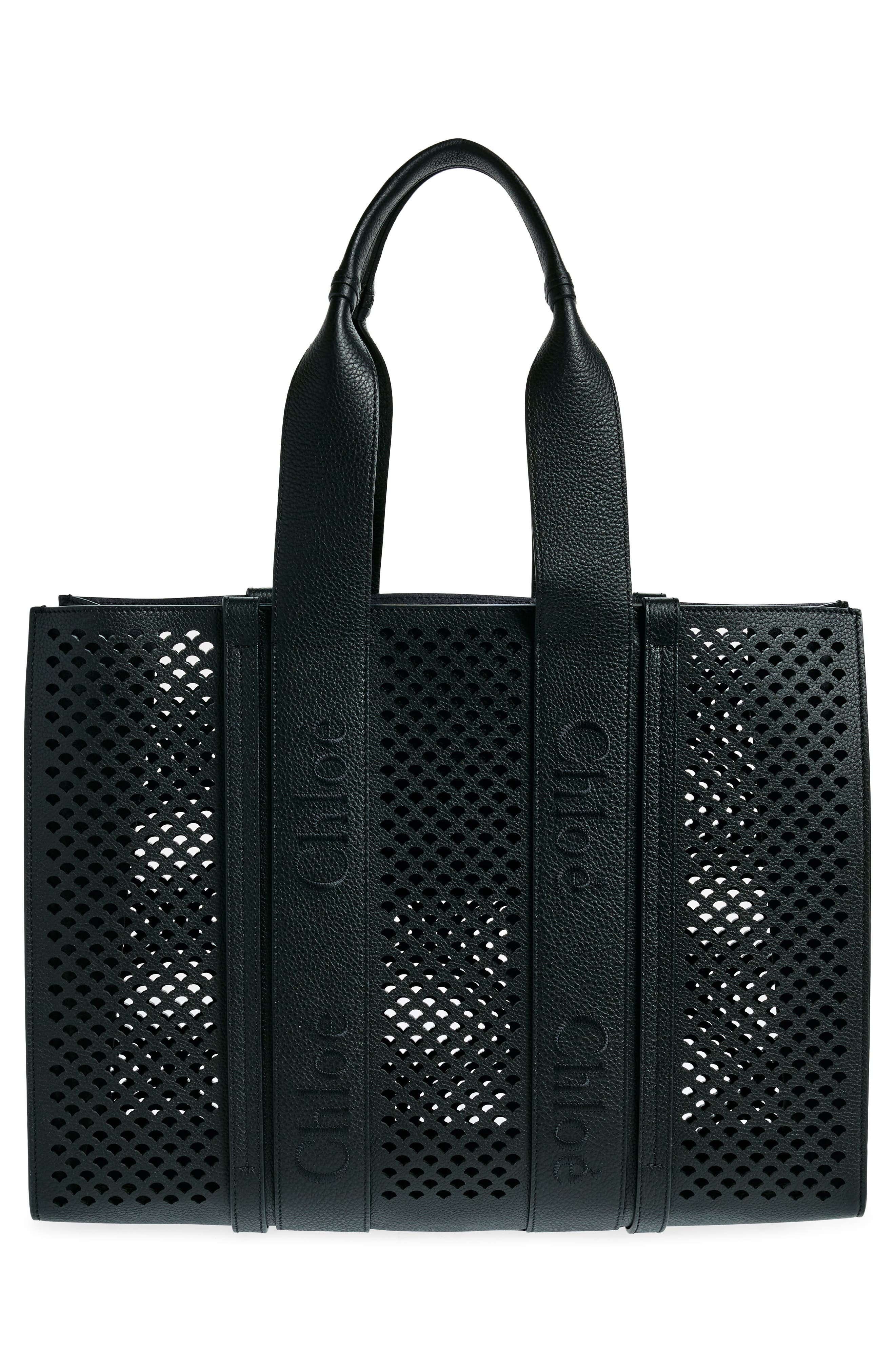 Chloé Large Woody Perforated Leather Tote, Alternate, color, 