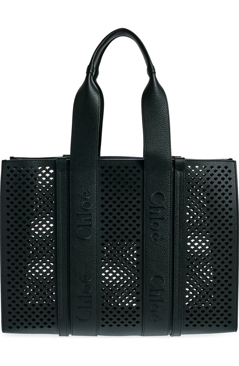 Chloé Large Woody Perforated Leather Tote, Alternate, color,