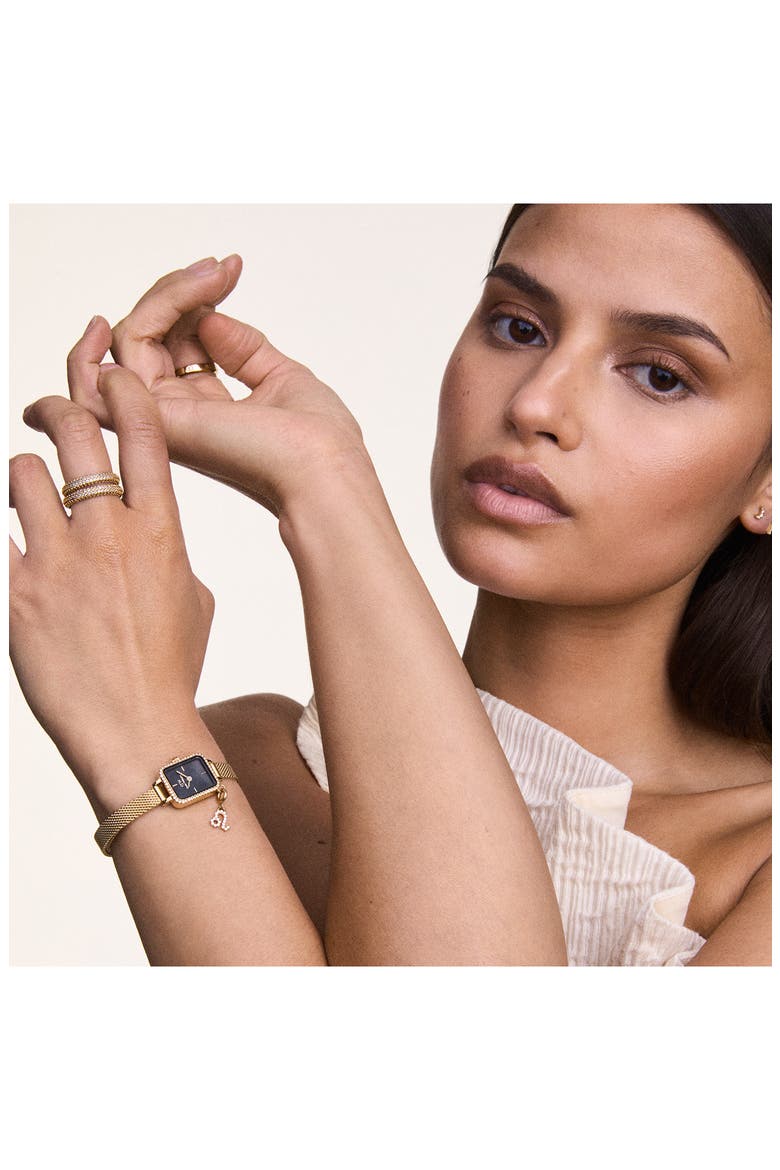 Quadro Mini Crystal Zodiac Bracelet Watch, 15mm, Alternate, color, GOLD