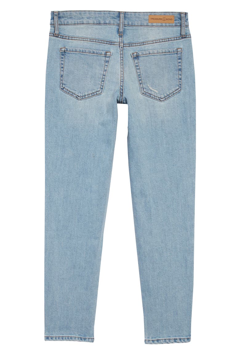 Distressed Hem Girlfriend Jeans, Alternate, color, VINTAGE LIGHT WASH