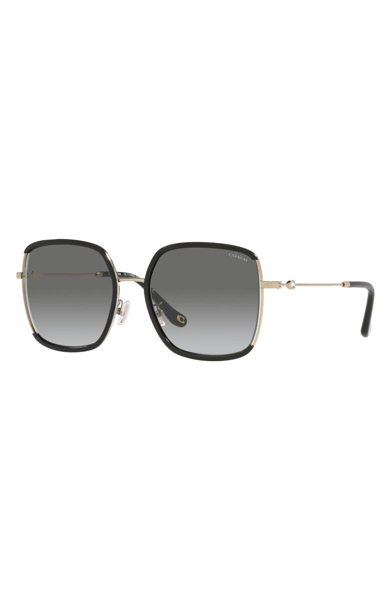 COACH 58mm Gradient Square Sunglasses, Alternate, color, Gold / Black / Grey Gradient