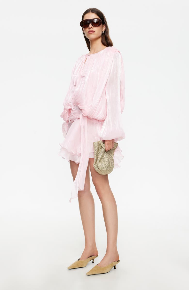 LIONESS Elements Pleated Long Sleeve Minidress, Alternate, color, Baby Pink