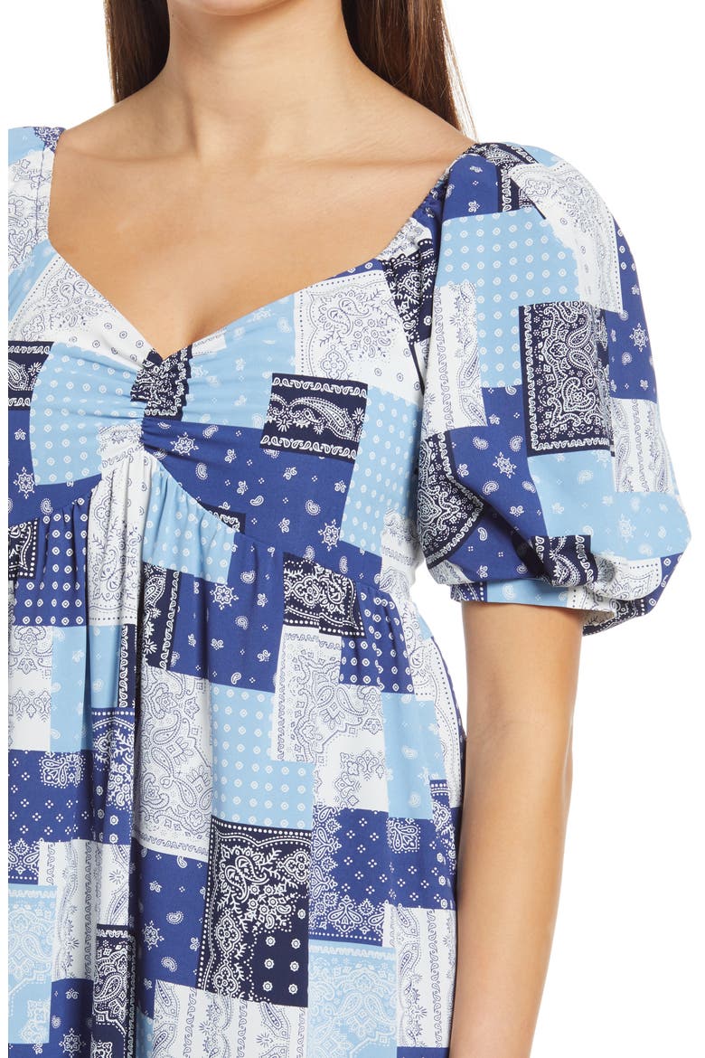 Patchwork Babydoll Dress, Alternate, color, BLUE MULTI