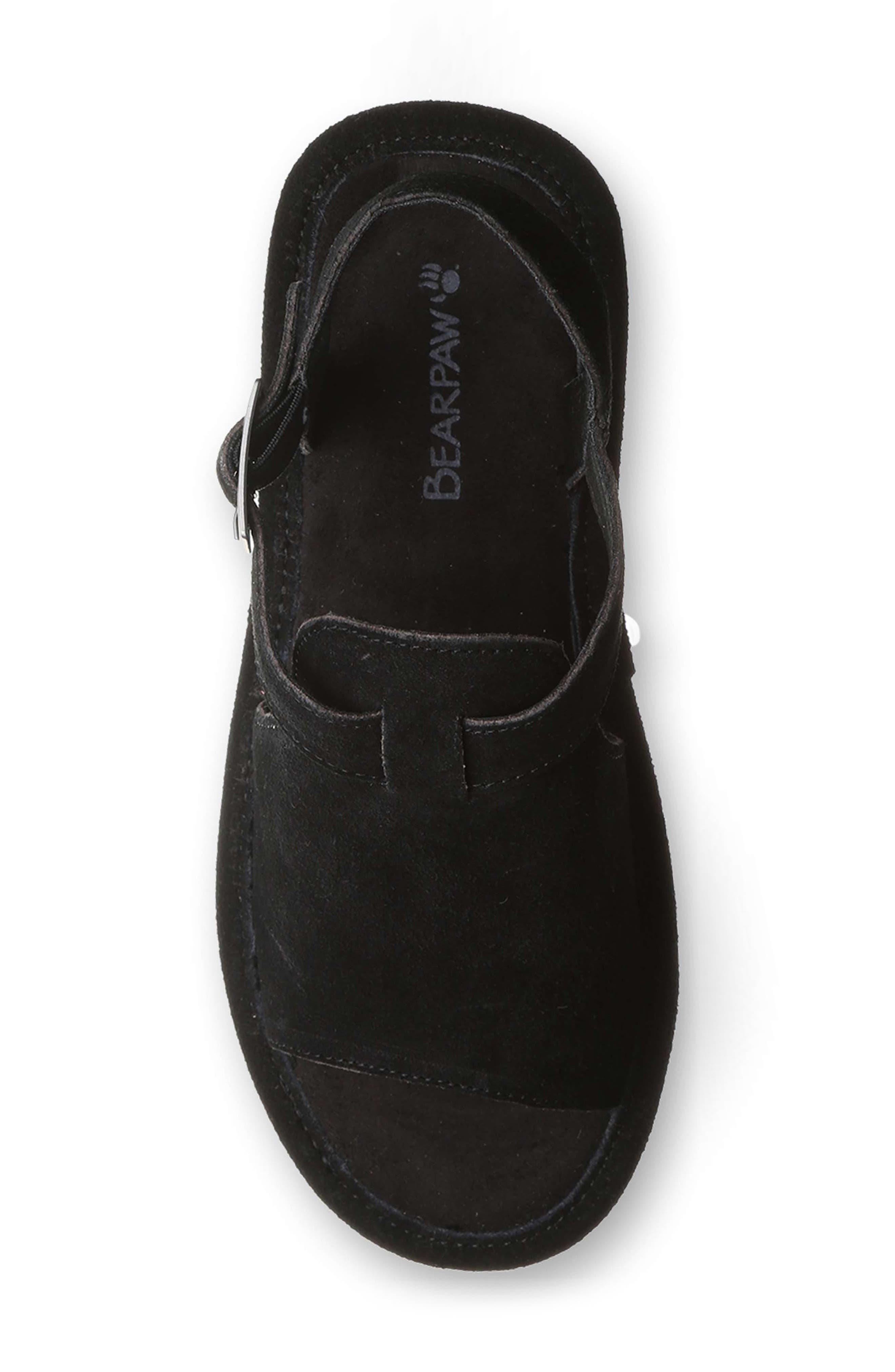 BEARPAW <p>Ascend Faux Leather Wedge Sandal (Women) </p>, Alternate, color, Black