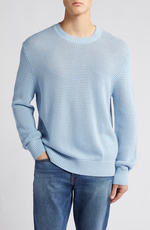 Textured Wool Blend Crewneck Sweater