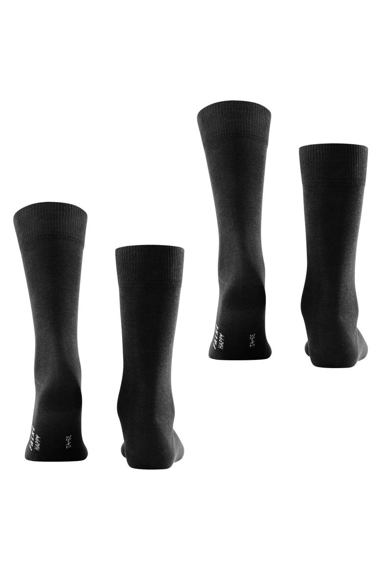 Falke Happy 2-Pack Cotton Socks, Alternate, color, Black