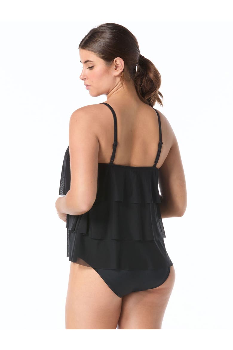 Lotus Ruffle Tankini Swim Top - D-Cup, Alternate, color, Cast-Black