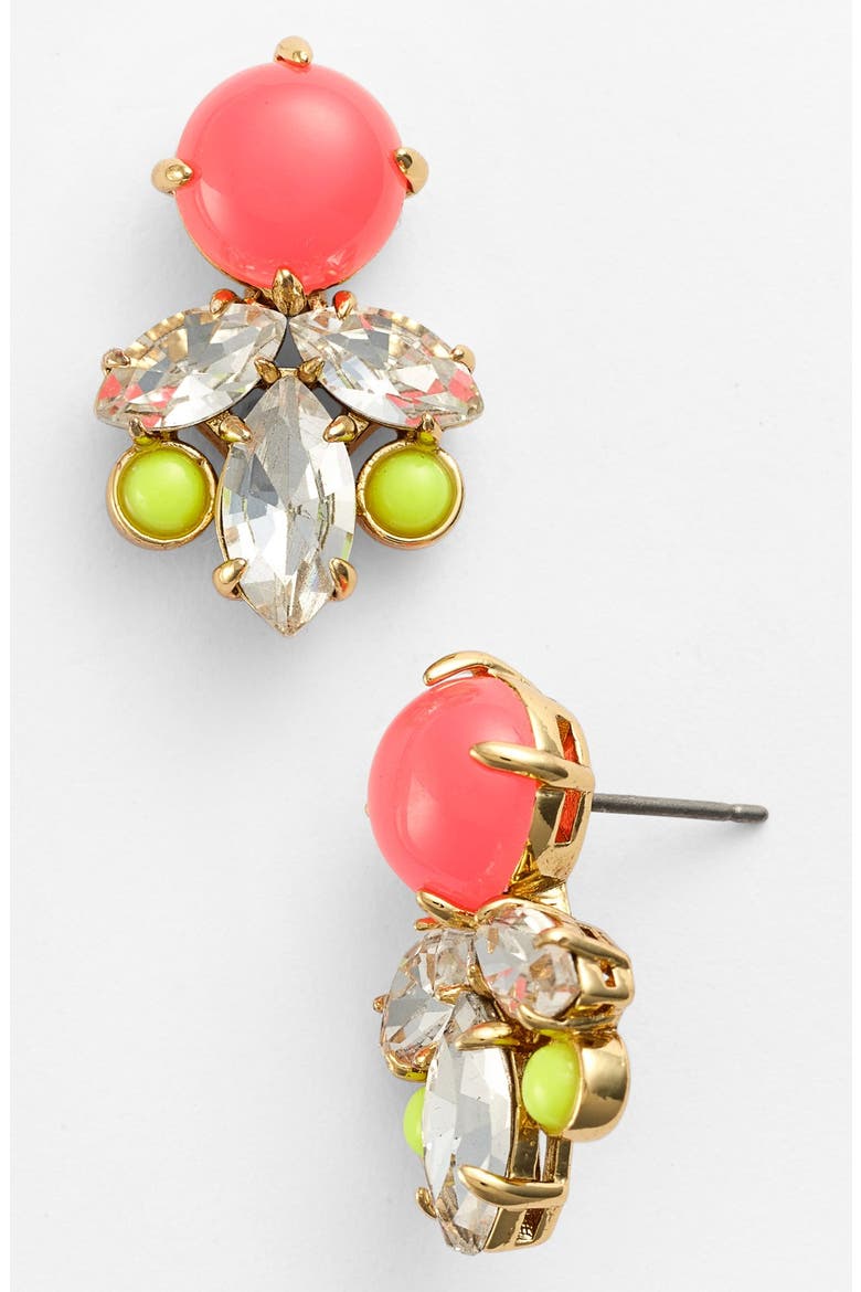 'Haute Hue' Stone Cluster Earrings, Main, color, PINK MULTI/ CLEAR/ GOLD