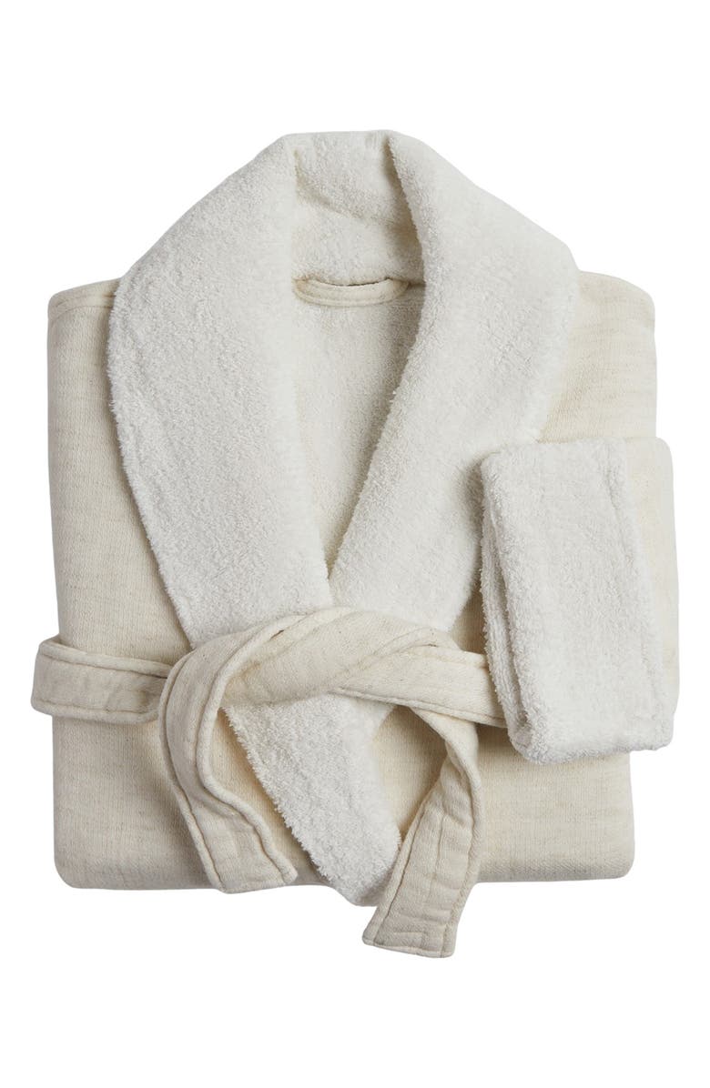 Parachute Organic Cotton & Linen Blend Terry Gauze Robe, Alternate, color, Natural With Cream