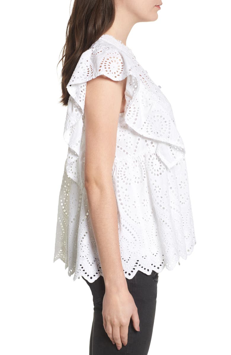 BP. Ruffle Cotton Eyelet Top, Alternate, color,