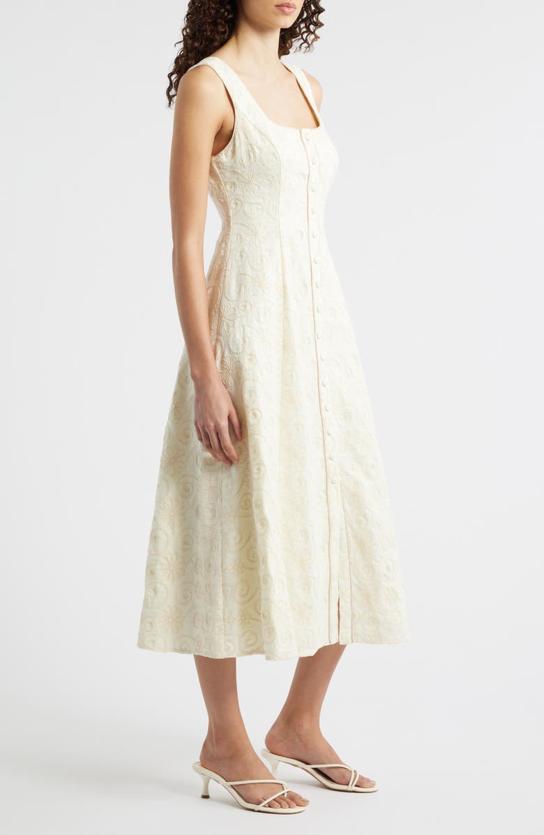 ZOE AND CLAIRE Embroidered Button-Up Dress, Alternate, color, Cream