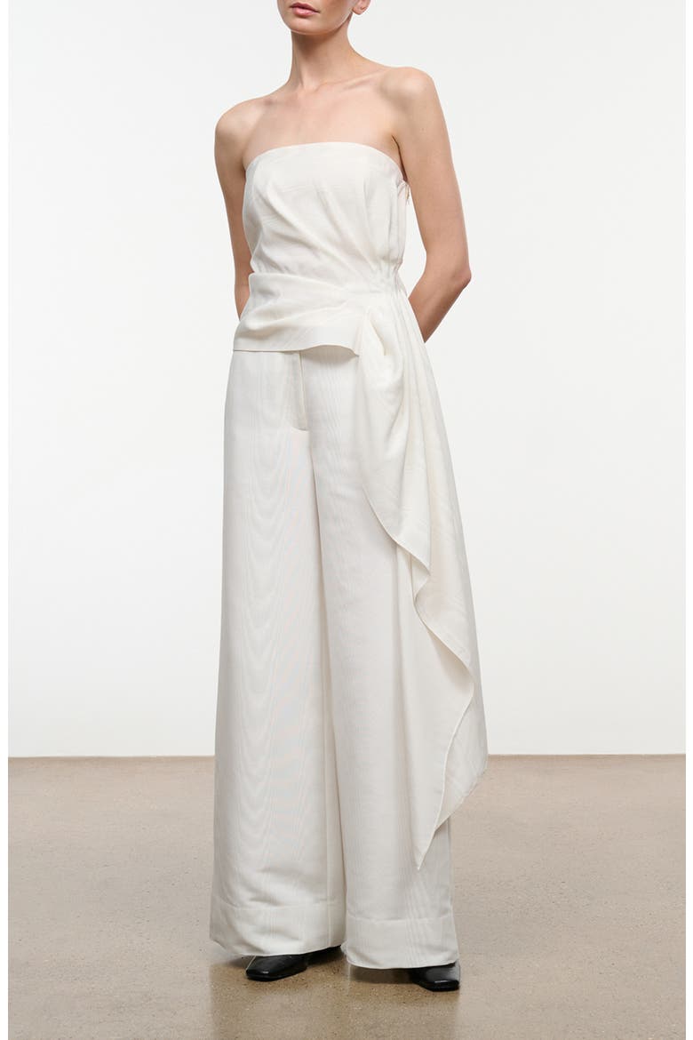 Lux Strapless Top with Side Drape, Alternate, color, IVORY