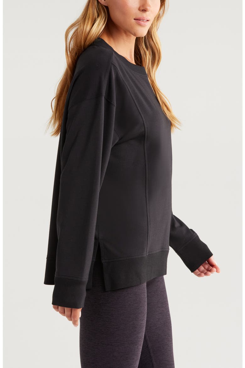 Luxe French Terry Sweatshirt, Alternate, color, BLACK