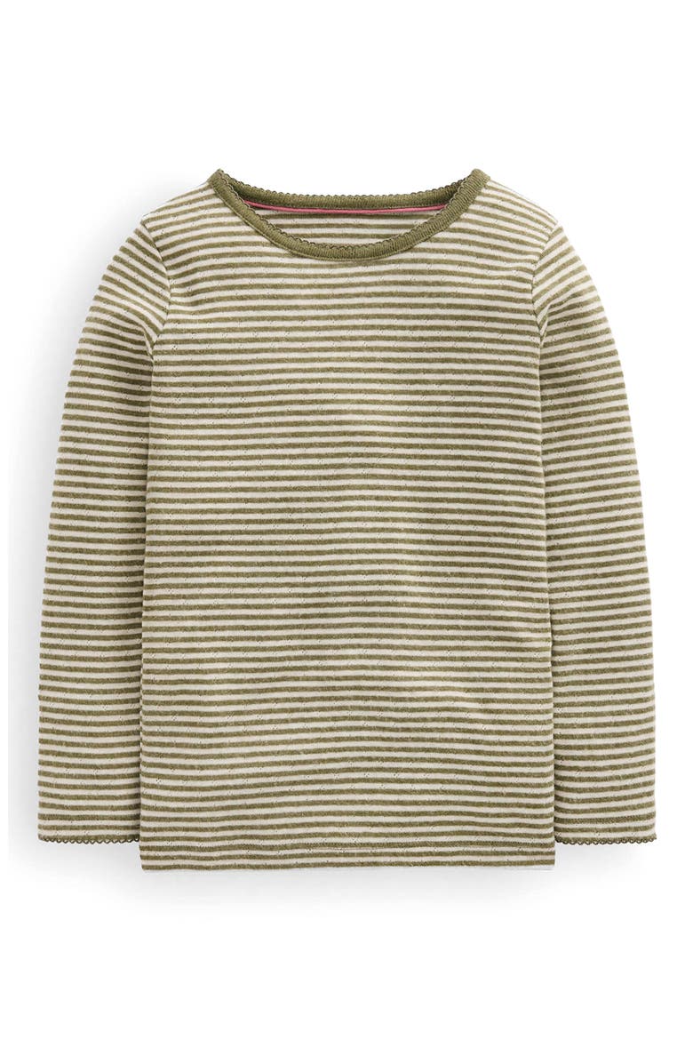 Kids' Striped Long Sleeve Pointelle Tee, Main, color, GREEN STRIPE