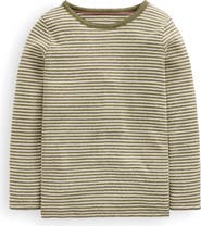 Mini Boden Kids' Striped Long Sleeve Pointelle Tee