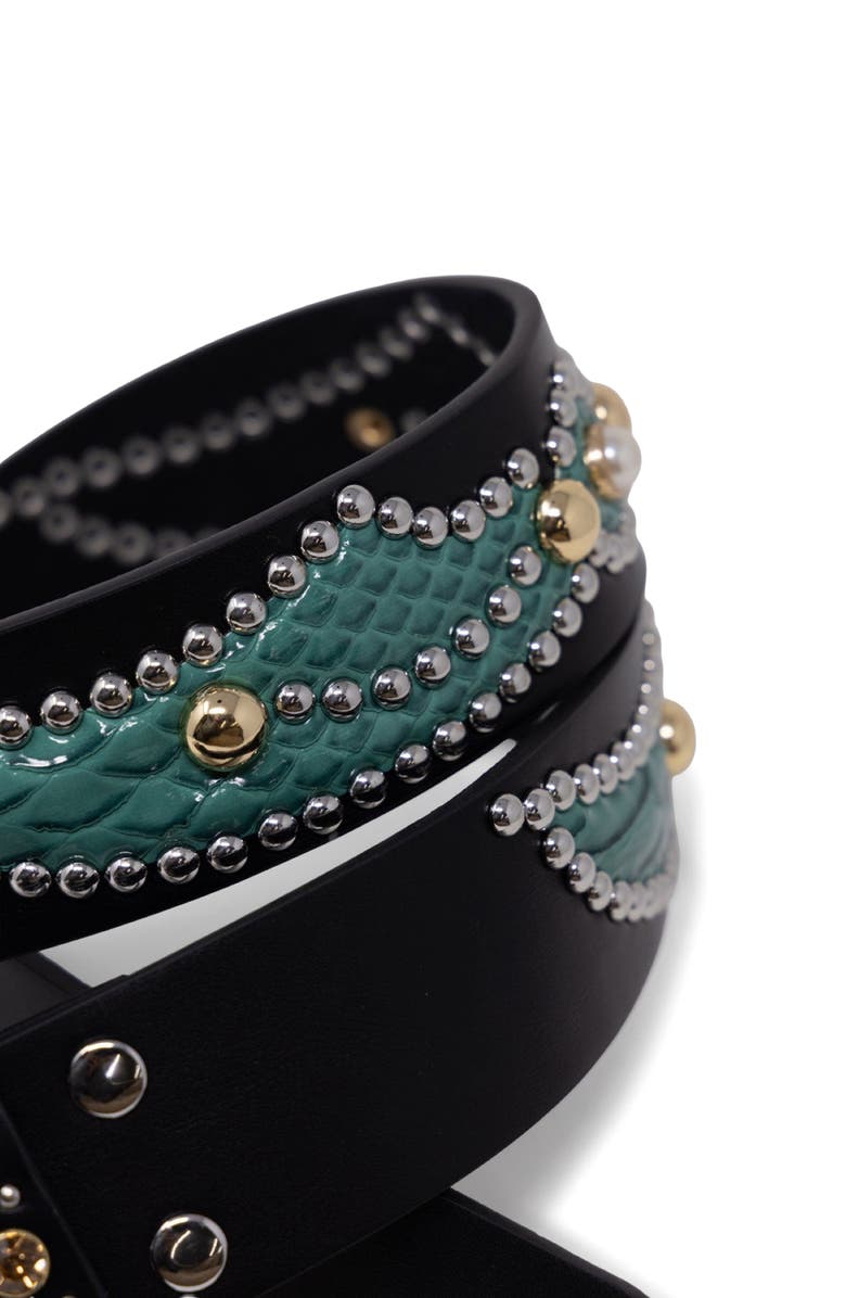 mnml Snakeskin Embossed Leather Belt, Alternate, color, 