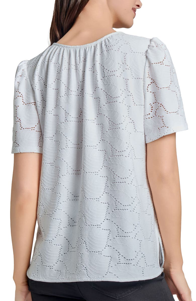 Jones New York Eyelet Embroidered Tie Neck Top, Alternate, color, 