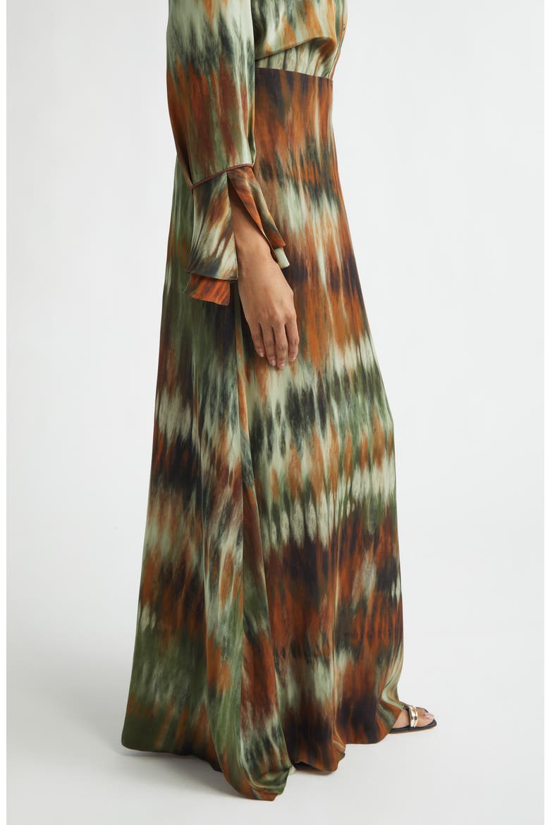 New Intermingled Ideas Silk Georgette Maxi Skirt, Alternate, color, PINE GREEN / CHOCOLATE