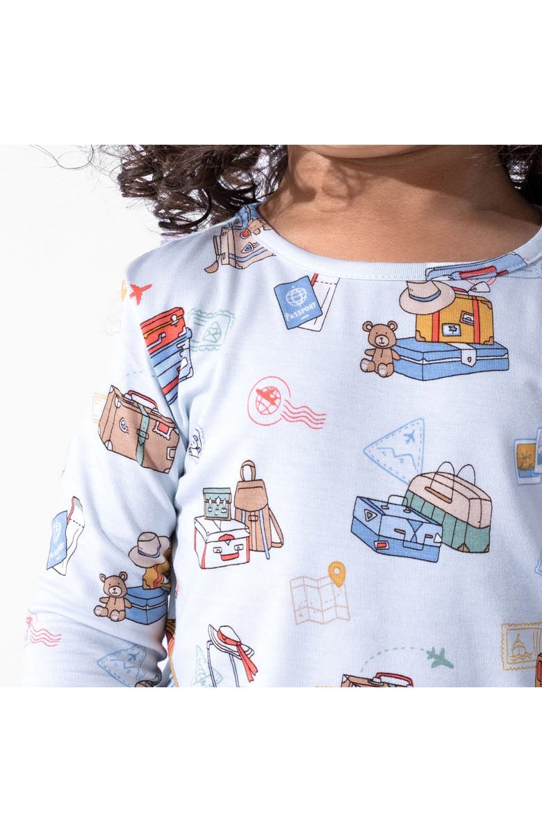 Bellabu Bear Kids' Vintage Suitcases Set of 2 Piece Pajamas, Alternate, color, Vintage Suitcases