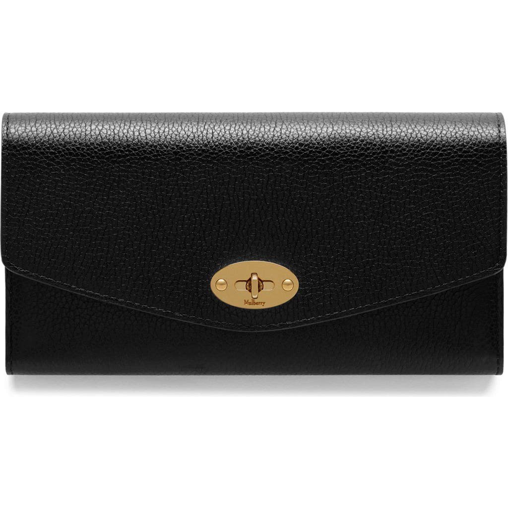 Mulberry Darley Black Clutch With Chain Shoulder Strap In Hammered Leather Woman