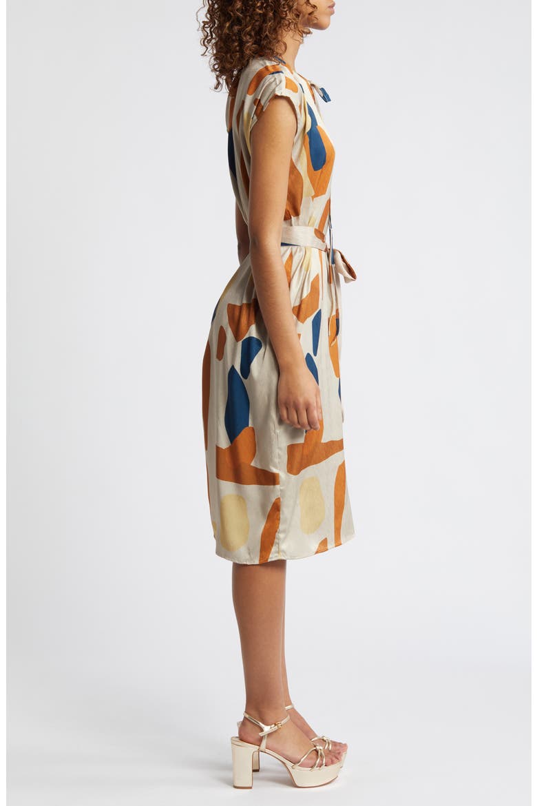 Tilo Print Tie Back Dress, Alternate, color, CREAM