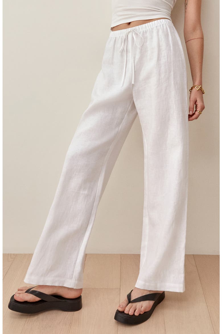 Olina Tie Waist Pants, Alternate, color, WHITE