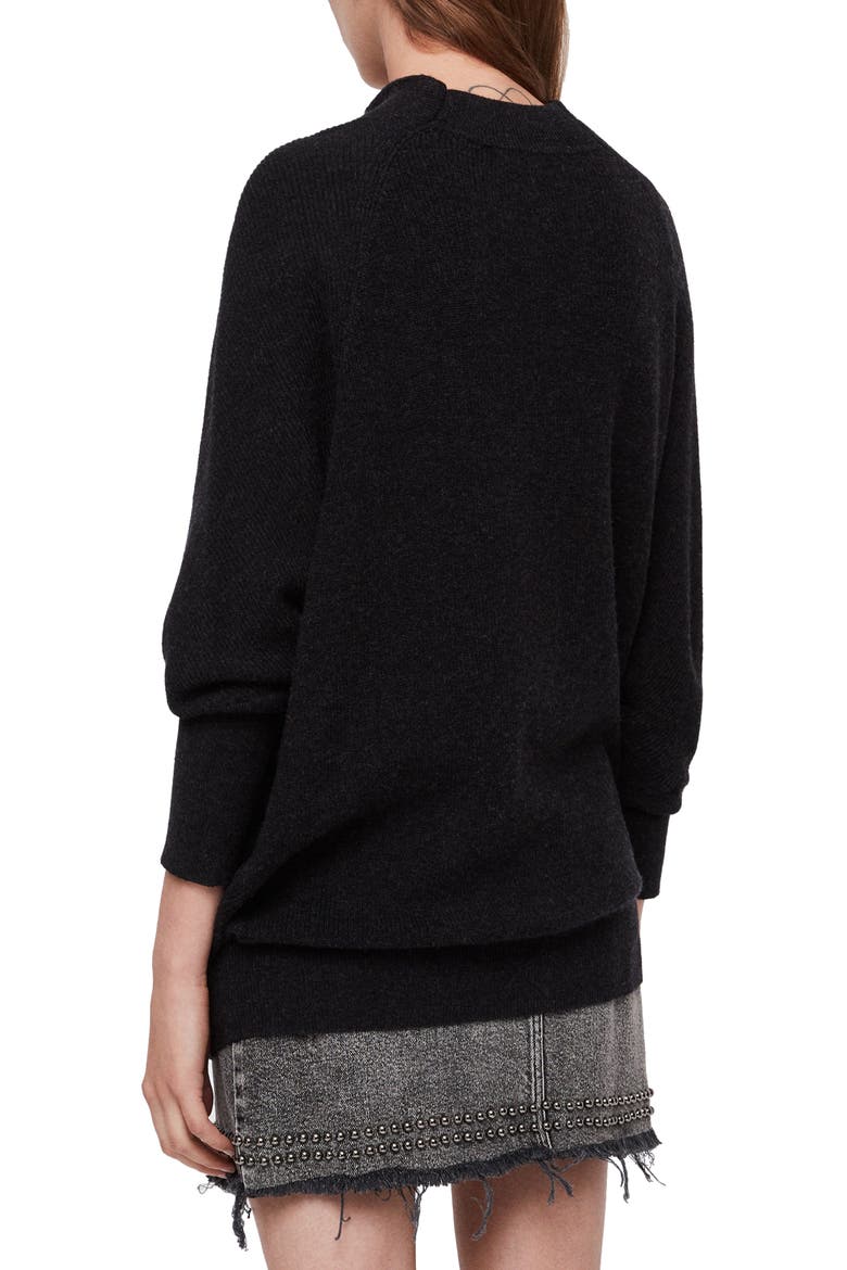 Ridley Funnel Neck Wool & Cashmere Sweater, Alternate, color, CINDER BLACK MARL