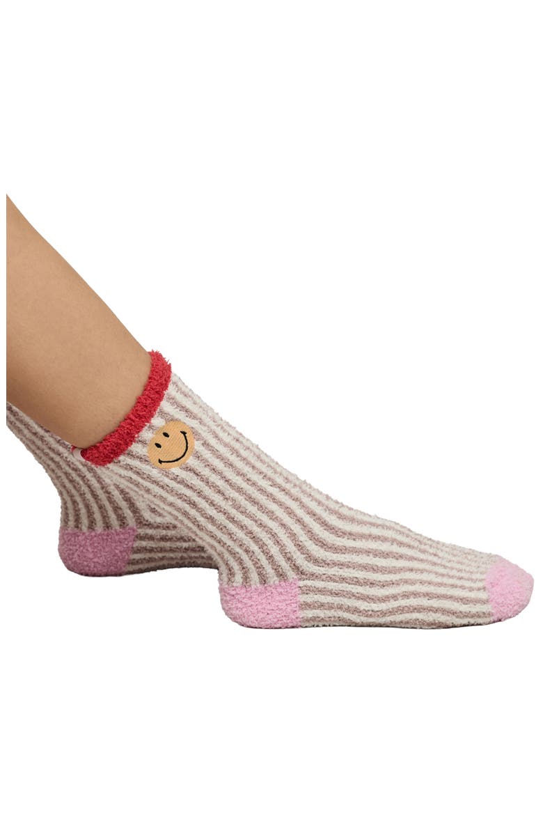 CozyChic® Smiley Assorted 2-Pack Ribbed Crew Socks, Alternate, color, FEATHER MULTI